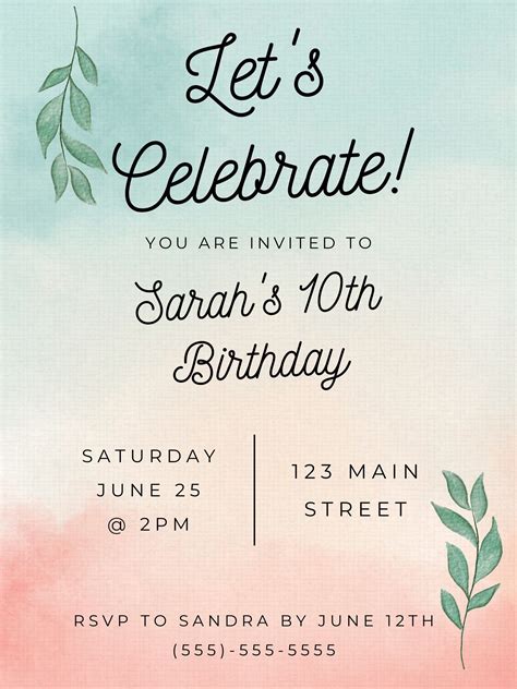 birthday invites